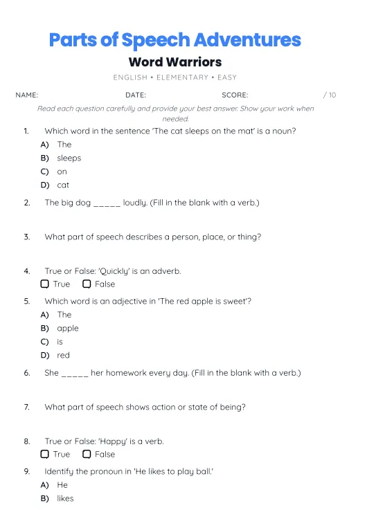 AI worksheet