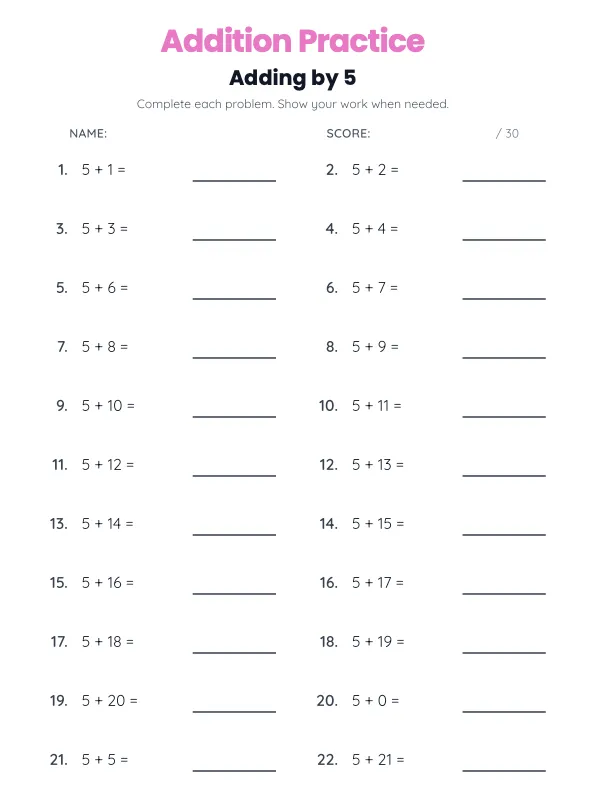 Math worksheet